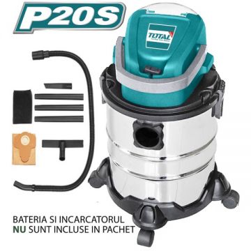 Aspirator cu Acumulator TOTAL 20L- 8.0KPa - Li-Ion - 20V