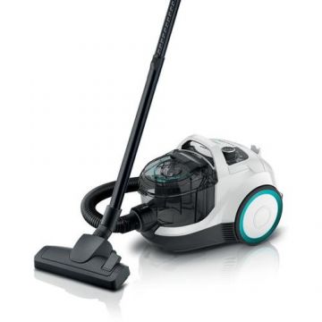 Aspirator fara sac Serie 4 Bosch BGC21HYG1, Tehnologie Power AirCycle, filtru Ultra Alergy, 2 litri, 550 W, 10 ani garantie motor, consum anual de energie: 26.7 kWh/an, Alb Negru