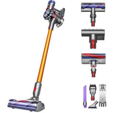 Aspirator vertical Dyson V8 Absolute + , 425 W, 21.6 V, 0.54 l, autonomie 40 min, Gri/Galben