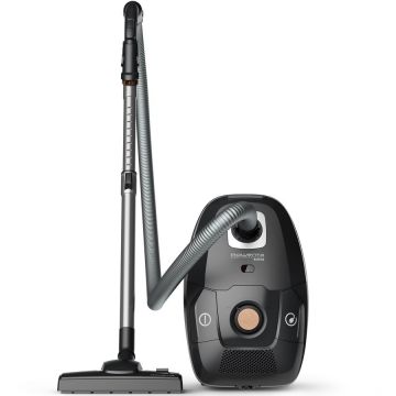 Aspirator cu sac Rowenta Green Force Effitech Total Clean RO6189EA, 400W, 3 niveluri de filtrare, lungime cablu 8.4m, recipient praf 4.5L, perie EasyBrush, indicator umplere sac, Negru