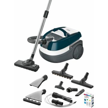 Aspirator cu spalare Bosch Aqua WashClean BWD41720, 1700 W, functie de spalare si filtrare prin apa, 5 l recipient, sac 2.5 l, filtru Epa E10, turcoaz/alb/gry Aspirator cu spalare Bosch Aqua WashClean BWD41720, 1700 W, functie de spalare si filtrare prin apa, 5 l recipient, sac 2.5 l, filtru Epa E10, turcoaz/alb/gry
