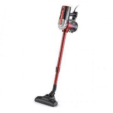 Aspirator vertical Ariete Handy Force 2761 , 2 in 1, 600 W, filtru HEPA, tehnologie ciclonica, fara sac, perie traditionala, tub telescopic, rosu / negru