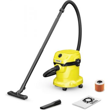 Aspirator Karcher WD 2 Plus V-15/6/18/C, cu sac, 1000W, 15L, Galben/Negru