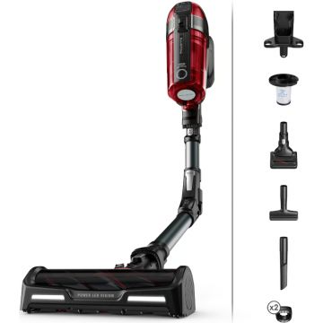 Aspirator Rowenta X-Force Flex 12.60 RH98A8WO, vertical, 380W, 0.9L, Negru/Rosu