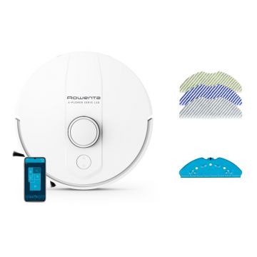 Aspirator robot Rowenta X-Plorer Serie 140 RR9177WH  putere aspirare 5000 Pa  4 trepte de putere  autonomie de pana la 120 minute  recipient apa 0.32L