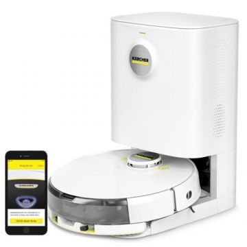 Aspirator robot cu functie de mop Karcker RCV 5 Comfort, 85 m2/h, rezervor apa 240ml, 5.2Ah (Alb)