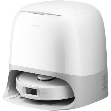 Aspirator robot Roborock Qrevo Curv 5A1 QRCS02-00, 18500 Pa, 2.5l, Aspirare uscata si cu spalare, Dock multifunctional, Golire automat, Reumplere automata rezervor apa, Alb