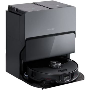 Aspirator robot Roborock S8 MaxV Ultra S8MVU52-00, Aspirare uscata si cu spalare, 10000 Pa, Recipient praf 270 ml, Golire automata praf, Reumplere automata rezervor apa, Navigare PreciSense LiDAR, Negru