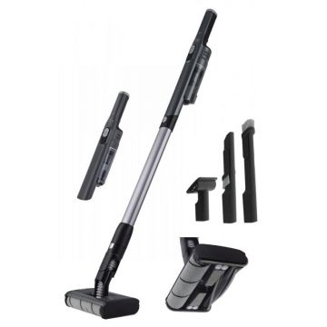 Aspirator stick si de mana Fakir AS 1480LT Floor, Li-Ion 14,8V, 30 min autonomie, motor BLDC (fara perii) 180W, Perie electrica dubla, 20 kPa, Filtru EPA, Negru