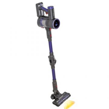 Aspirator vertical Adler AD 7061, Afisaj LED, 200 W, Autonomie 30 minute, Filtru HEPA 13 (Negru/Albastru)