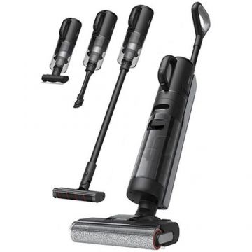 Aspirator vertical fara fir Dreame H12 Dual HHV4, aspirare umed/uscat, 3 moduri de aspirare, putere aspirare 16000Pa, auto-curatare, capacitate rezervor apa curata/murdara-0.9l/0.7l, baterie 4000mAh, autonomie pana la 60min, 300W, afisaj LED (Negru)