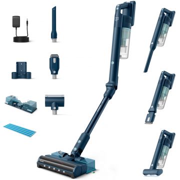 Aspirator vertical Philips Flex XC5244/10, Aqua, Durata de functionare pana la 60 min, Tehnologie PowerCyclone 10, Duza de aspirare TriActive cu LED, 3 Setari, Tub flexibil, Sistem de filtrare in 3 etape, Afisaj digital, Perie pentru par de animale