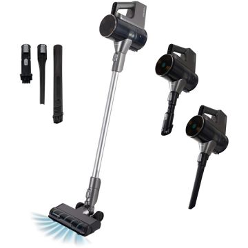 HEINNER Aspirator vertical Heinner VertiClean Pro HSVC-MBD25.9S, filtrare ciclonica, acumulator litiu-ion 25.9v, putere 450w, 3 viteze, autonomie max. 20 min, display led, capacitate 0.7l, filtru hepa, Argintiu