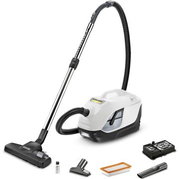 Karcher Aspirator cu filtrare prin apa Karcher DS 6,1.195-250.0, 650 W, 2 L, HEPA 12, perie suprefete dure, spatii inguste, tapiserie, Alb/Negru