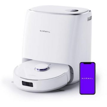 NARWAL Aspirator robot Narwal Freo X Ultra, aspiratie 8200Pa, autonomie 210 min, navigare tri-laser, perie plutitoare fara incurcaturi, sac de unica folosinta de 1 l, depozitare praf 7 saptamani, evitare obstacole cu laser pe trei linii, Google Alexa Sir