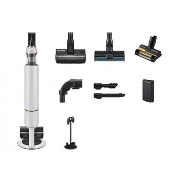 Samsung Aspirator vertical fara fir Samsung Bespoke Jet Plus Complete, 210 AW, 580 W, 8,9 kg, Alb-Negru