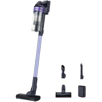 Samsung Aspirator vertical Samsung Jet 60 Turbo VS15A6031R4/GE, 410W, 21.6V, 0.8l, filtrare 99.99%, autonomie 40 min, negru-violet
