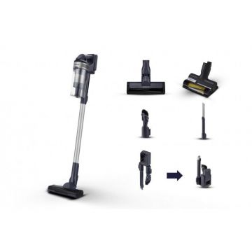 Samsung Aspirator vertical Samsung Jet 65 Pet, fara sac, 40 min autonomie,  250x1120mm,  0.8 L, 410 W, Negru -Argintiu