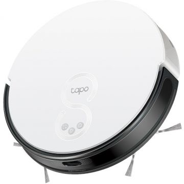 TP-LINK Robot de aspirare TP-Link Tapo RV20 Mop, aspirator&mop, sistem MagSlim LiDAR, 2700 Pa, Ultra-Slim 7.8 cm, autonomie de pana la 3 ore, 2600 mAh, recipient apa 300 ml, recipient praf 400 ml, aspirare silentioasa, alb/negru
