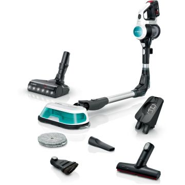 Aspirator Bosch Unlimited 7 ProHygienic Aqua BCS71HYG1, vertical cu mop, 0.3L, Negru/Alb