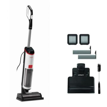 Aspirator vertical, cu fir, cu abur si aspirare umed-uscata, 450 W, aspirare 14 kPa, 0.6 l, 71 Db, 4,2 Kg, gri alb, Polti RollySteam WD10C