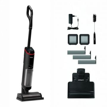 Aspirator vertical, fara fir, cu abur si aspirare umed-uscata, 450 W, aspirare 14 kPa, 0.6 l, 71 Db, 4,2 Kg, gri negru, Polti RollySteam WD40C
