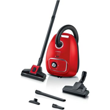 BOSCH Aspirator cu sac Bosch Seria 4 BGB41PET1, ProAnimal, 700W, 4 l, Control electronic rotativ, Sistem PowerProtect, Perie AirTurbo Pro, Rosu