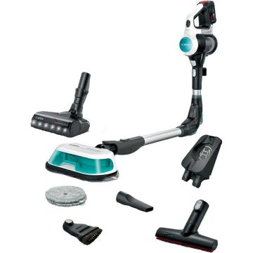 BOSCH Aspirator vertical Bosch Unlimited 7 ProHygienic Aqua BCS71HYG1, baterie 3 Ah, 3 trepte de putere; Perie AllFloor DynamicPower cu LED-uri, 2in1 DynamicAqua Mop, rezervor apa pentru stergere pana la 50m2, Alb