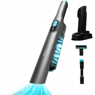 CECOTEC Aspirator de mana Conga Rockstar Micro+, 200W, 20 kPal, Baterie Li-Ion 16.8V, 2500 mAh, autonomie 35 min, Negru-Gri