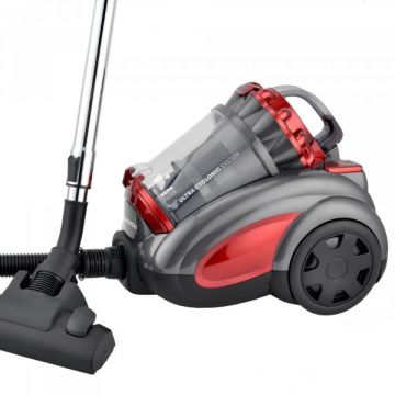 Daewoo Aspirator fara sac Daewoo RCC-250R-1, 800 W, recipient colectare 2.5 litri, putere aspirare 160 W, aspiratie ciclonica, filtru HEPA, Rosu