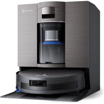 Ecovacs Aspirator robot cu statie de golire si mop ECOVACS DEEBOT X11 OmniCyclone, PowerBoost Charging, OZMO Roller 2.0 Instant Self-Washing Mop, 19,500Pa Suction, Bagless OmniCyclone Station, AIVI 3D Smart Navigation