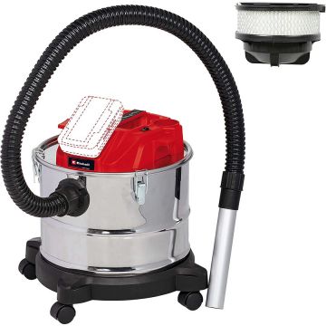Einhell Aspirator pentru cenusa Einhell TE-AV 18/15 Li C-Solo, 150 W, fara baterie si incarcator, Argintiu -Rosu