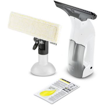 Karcher Aspirator pentru geamuri Karcher WV 1 Plus, autonomie 25 min, randament max. 70 m², rezervor 100 ml, recipient pulverizator cu laveta din microfibra,  Alb-Negru