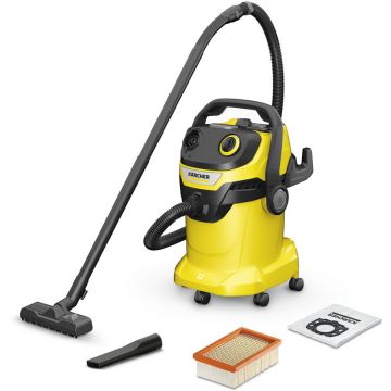 Karcher Aspirator umed/uscat Karcher WD 5 V-25/5/22, 1100W, capacitate 25L, 418x382x653mm, Galben-Negru