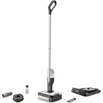 Karcher Mop Electric Karcher FC 2-4 Battery Set Cordless, 1.056-200.0, 3,6 - 3,7 - Max. 4,2 V, 200 ml (apa curata), 100 ml (apa murdara), latime rola 18 cm, autonomie 20 min (max), include baterie interschimbabila si incarcator de baterii, Alb/Negru