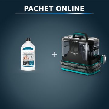 Pachet PROMO Aspirator tapiterie Rowenta Clean IT IN5020F0 si Detergent pentru aspirator cu spalare Rowenta XD5310F0 pentru textile si covoare