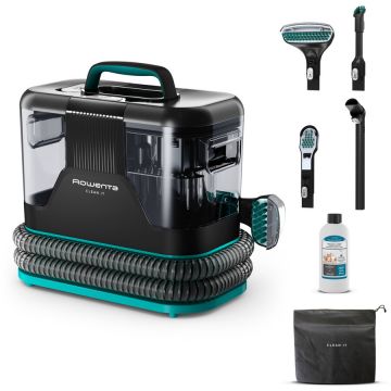 Rowenta Aspirator cu spalare Rowenta Clean IT IN5020F0, 750W, putere aspirare 13.5kpa, rezervor apa & detergent 2.3L, rezervor apa murdara 1.5L, perii 8/15 cm, accesoriu spatii inguste & incaltaminte, auto clean, husa, Negru