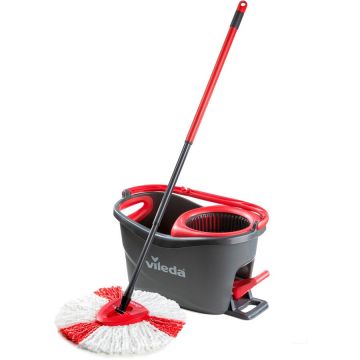Vileda Set complet Vileda Mop Turbo 2 in 1 din microfibra, mop de podea, Negru-Rosu, inclusiv 750 ml detergent de podea Vileda
