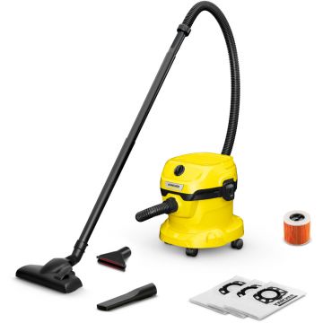 Aspirator Karcher WD 2 Plus V-12/6/18/C Home, cu sac, 1000W, 12L, Galben/Negru