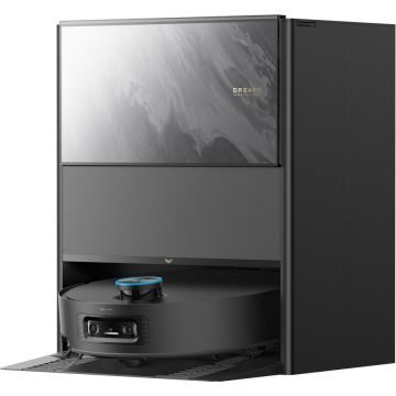 Dreame Robot de aspirare cu mop tip rola Dreame Aqua 10 Ultra Track Complete RLR81CE-1-BK, statie automata de golire 3.5l, 30000Pa, functie autocuratare mop la 100˚C, baterie 6400mAh, negru