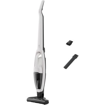 Electrolux Aspirator vertical 2 in 1 ELECTROLUX Seria 300 ES31CB18SH, 18V, 2000 mAh Li-Ion, autonomie pana la 45 min, 2 viteze, perie turbo electrica, duza pentru spatii inguste, alb