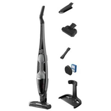 Electrolux Aspirator vertical 2 in 1 Electrolux Seria 600 ES62AB25UG, 25.2V, 2.5Ah, autonomie pana la 55 min, 3 trepte de putere, perie multisuprafete PowerPro cu LED-uri, perie PetPro, duza cu peri lungi pentru mobila, duza pentru zone inguste, gri