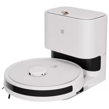 Electrolux Robot de aspirare Electrolux ER71UW2SW, Aspirator si mop, Statie automata de golire cu sac igienic Electrolux, 2,4l, tehnologie LiDAR, WI-FI, app Electrolux, 4000Pa, Baterie 3200mAh, 46 Wh, 4 viteze, Autonomie pana la 140 minute, Alb