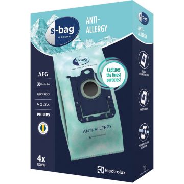 Electrolux Set saci material sintetic Electrolux E206S s-bag® Anti-Allergy, filtrare ideala (min. 1 micron) praf, polen, acarieni, par si epiderme animale - 4 saci