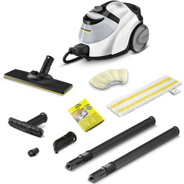 Karcher Aparat de curatat cu abur multifunctional Karcher SC 5 EasyFix Iron Plug, 2250 W, 4.2 bar, rezervor 1.5 l, kit curatare podea, accesorii curatare suprafete multiple, pudra de decalcifiere, 1.512-660.0, Alb/Negru
