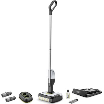 Karcher Mop electric Karcher FC 2-4 Battery Set 2B Duo, rezervor apa curata/murdara 200/100 ml, 2 acumulatori interschimbabili 4 V, autonomie 20 min, incarcator rapid Duo, detergent 30 ml, 1.056-206.0, Alb/Negru