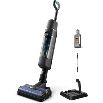 Philips Aspirator vertical fara fir, umed si uscat Philips seria 7000, XW7110/01, 600 W, Tehnologie AquaSpin, Perii rotative de mare viteza cu auto-curatare, Sistem Aqua Diffusione, 3 moduri de curatare, Design flexibil, Statie post-curatare si de depozi