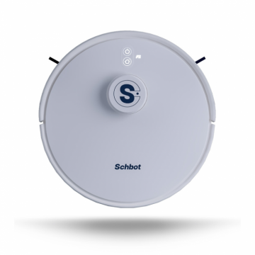 Robot de Aspirare Schbot F1, Aspirator Robot 3 in 1: maturat, aspirat si curatat podele, Autonomie 55-110 minute, Rezervor praf 600, Rezervor apa 370 ml, Statie Incarcare, Telecomanda, Alb