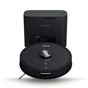 Robot de Aspirare Schbot F2 Pitbox Pro cu Statie de Golire si Incarcare Automata, Aspirator Robot 3 in 1: Aspirare, spalare podele, curatare uscata si umeda, Autonomie pana la 170 minute, Incarcare si