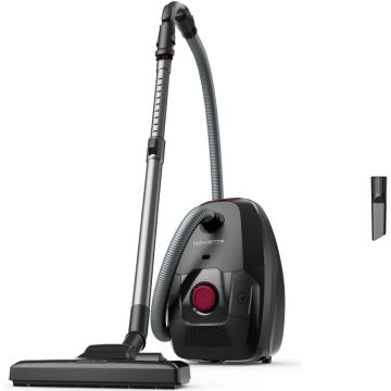 Rowenta Aspirator cu sac Rowenta Green Force Max RO4933EA, 900W, 70% plastic reciclat, sac Hygiene+, lungime cablu 8.4m, recipient praf 4.5L, perie EasyBrush, Negru/ rosu
